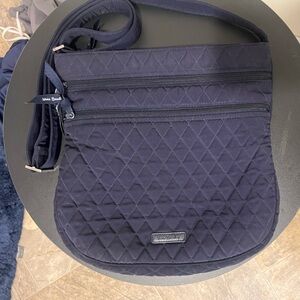 Vera Bradley Blue Quilted Microfiber Crossbody Bag with Zipper Closure